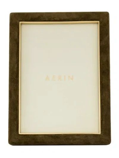 Pre-owned Aerin Suede Piero Picture Frame In Green