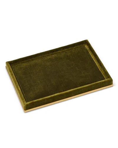 Aerin Valentina Velvet Rectangular Tray In Green