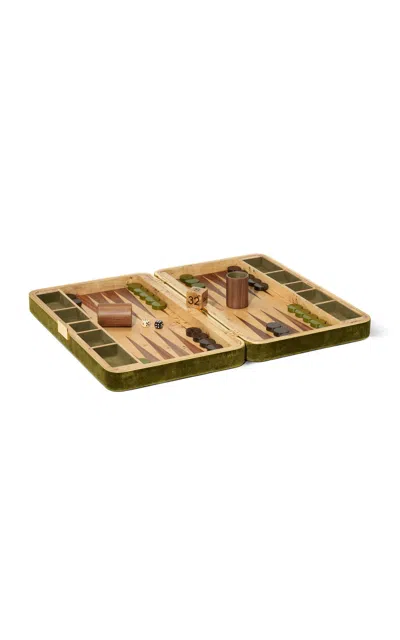Aerin Velvet Backgammon; Moss In Multi