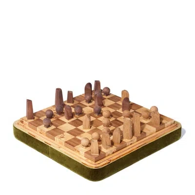 Aerin Velvet Chess Set In Brass