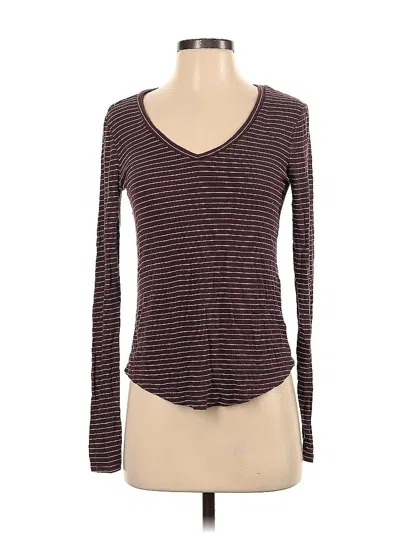 Pre-owned Aero Long Sleeve Top Burgundy V Neck Tops