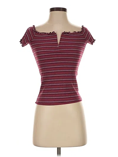 Pre-owned Aero Short Sleeve Top Burgundy Sweetheart Neckline Tops