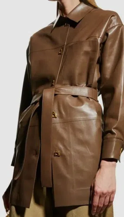 Pre-owned Aeron $1645  Women's Brown Hannah Belted Leather Shacket Size Small