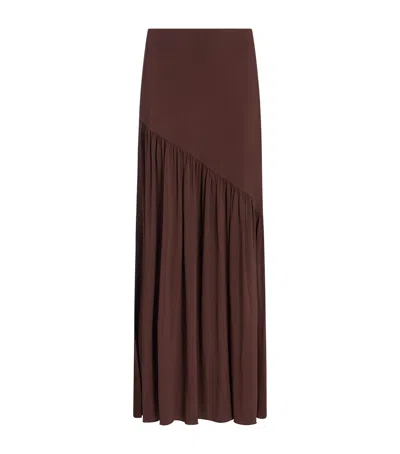 Aeron Asymmetric Orchard Maxi Skirt In Brown