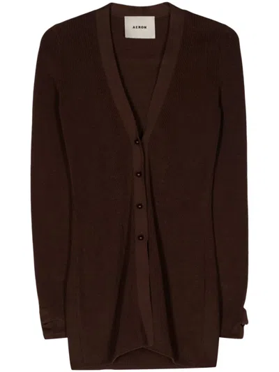 Aeron Baxter Organic Cotton Cardigan In Brown