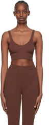 Aeron Joan Rib-knit Crop Top In Dark Chocolate