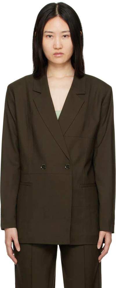 Aeron Lubaina Double-breasted Wool Blazer In Dark Chocolate 204