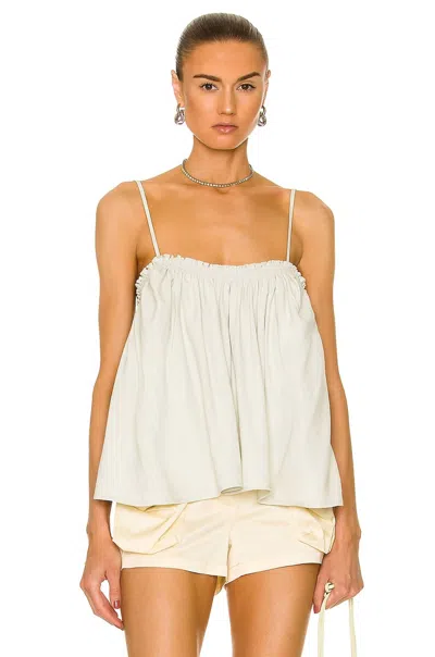 Aeron Cathleen Linen Blend Oversized Strappy Tank Top In Pistachio In White