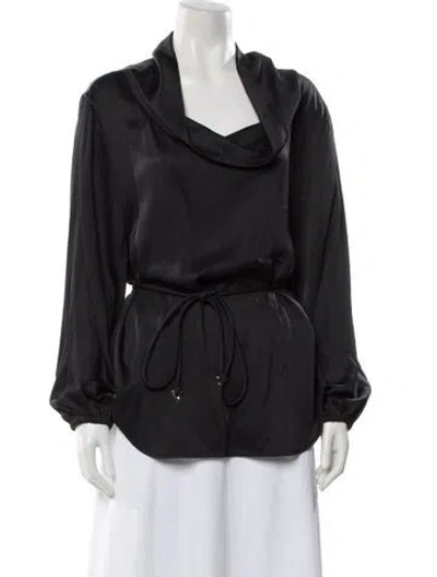 Pre-owned Aeron Cowl Neck Long Sleeve Blouse W/ Tags In Black