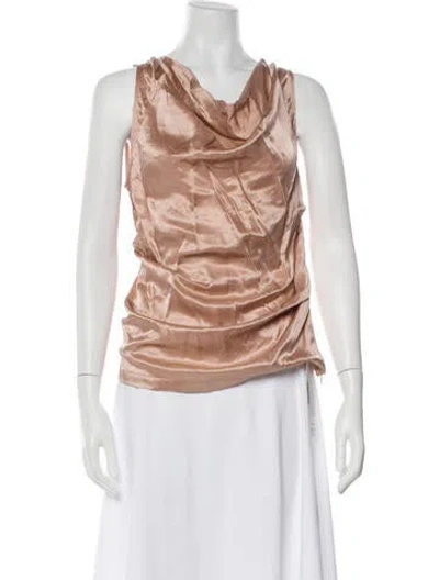 Pre-owned Aeron Cowl Neck Sleeveless Top In Neutral