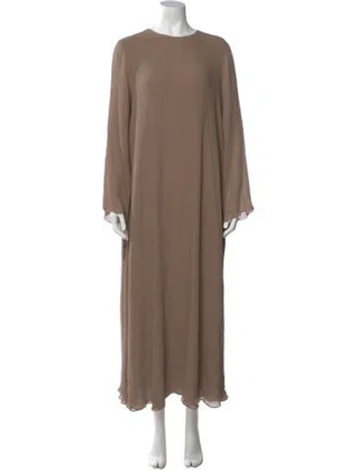 Pre-owned Aeron Crew Neck Long Dress In Neutrals
