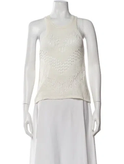 Pre-owned Aeron Crew Neck Sleeveless Top In White