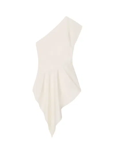 Aeron Dune One-shoulder Drape Top In White
