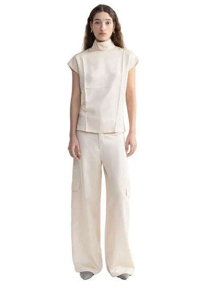 Aeron Flora - Cupro Sleeveless Turtleneck In Neutrals