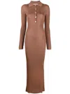 Aeron Glenn Ribbed-knit Polo Dress In 褐色