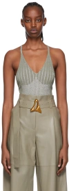 Aeron Green Viscose Silver Bodysuit In Moss