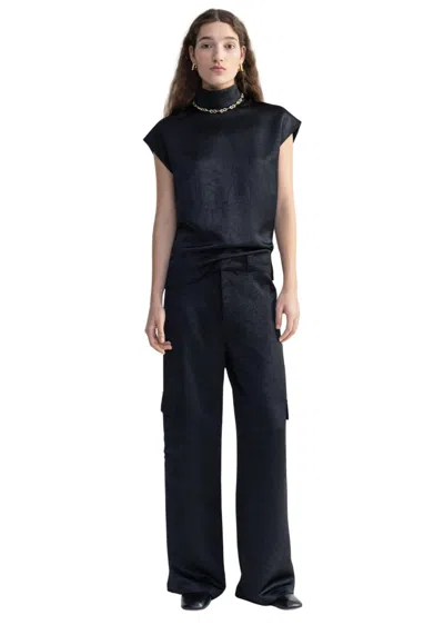 Aeron Gust - Satin Cargo Pants In Black