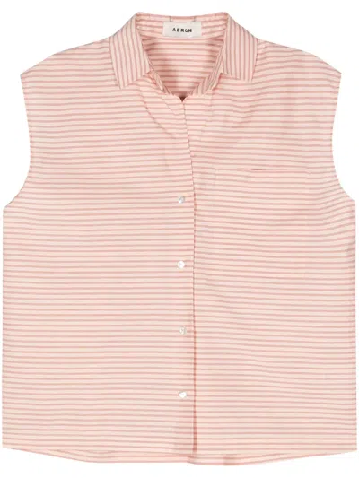 Aeron Island Sleeveless Striped Shirt In Pink