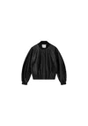 Aeron Leather Bomber Jacket In Black