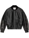 Aeron Leather Bomber Jacket In Grey