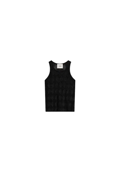 Aeron Kismet - Diamond Knit Racer Neck Top In Black