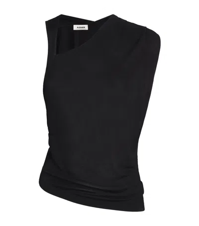 Aeron Knitted Asymmetric Top In Black