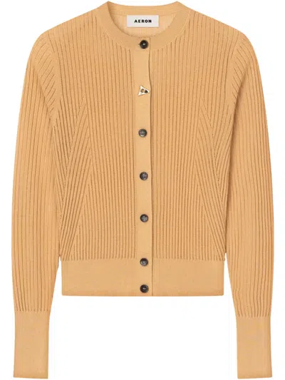 Aeron Knitted Cardigan In Brown
