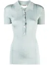 Aeron Ribbed Short Sleeve Polo Top In Blue