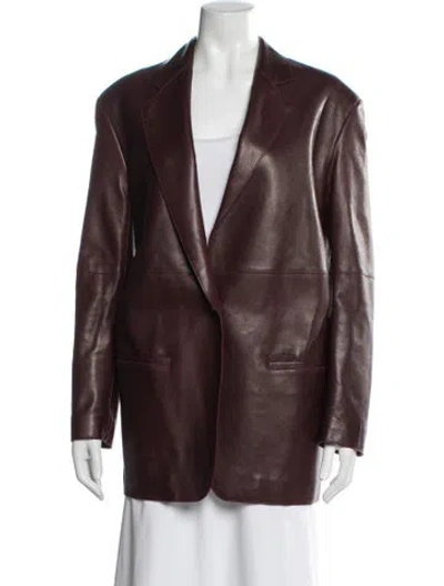 Pre-owned Aeron Lamb Leather Blazer In Burgundy