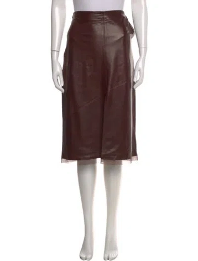 Pre-owned Aeron Lamb Leather Knee-length Skirt In Brown