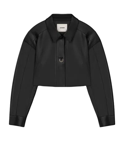 Aeron Leather Cropped Shore Jacket In Black