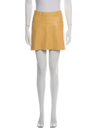 Pre-owned Aeron Leather Mini Skirt In Yellow