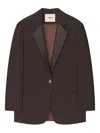 Aeron Leather-trimmed Blazer In Brown