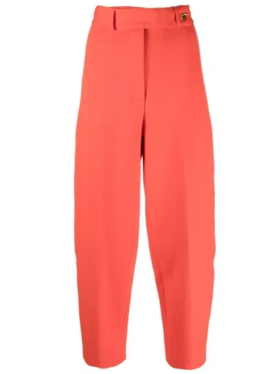 Aeron Medeleinee High-waist Tapered Trousers In Red