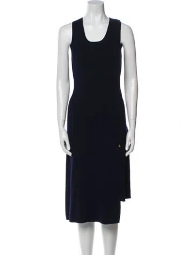Pre-owned Aeron Merino Wool Midi Length Dress In Blue