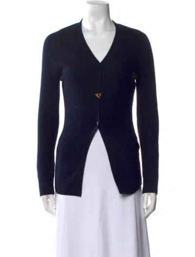 Pre-owned Aeron Merino Wool V-neck Sweater In Blue