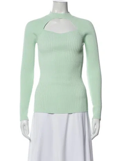 Pre-owned Aeron Mock Neck Long Sleeve Top In Green