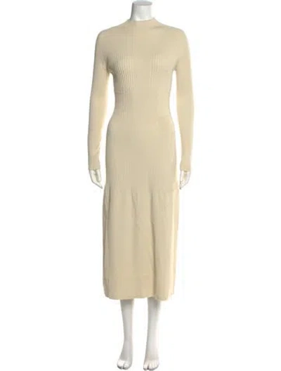 Pre-owned Aeron Mock Neck Midi Length Dress In Neutral