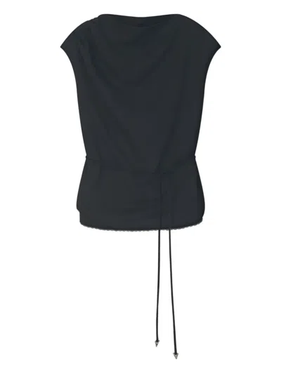 Aeron Moon Draped Tie-detail Top In Black