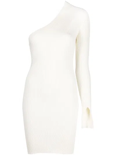 Aeron Off-shoulder Rib-knit Minidress In Cream