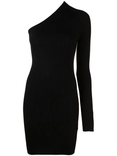 Aeron One-shoulder Knitted Minidress In Braun