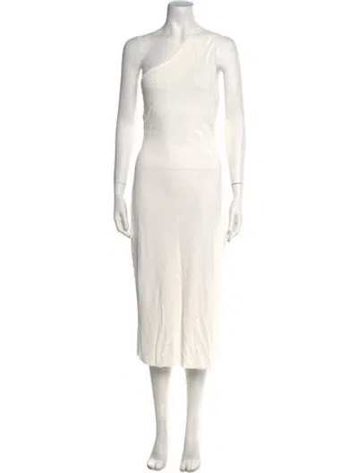 Pre-owned Aeron One-shoulder Long Dress In White