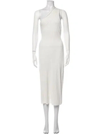 Pre-owned Aeron One-shoulder Midi Length Dress In Neutrals