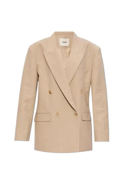 Aeron Construct Double-breasted Blazer In Beige