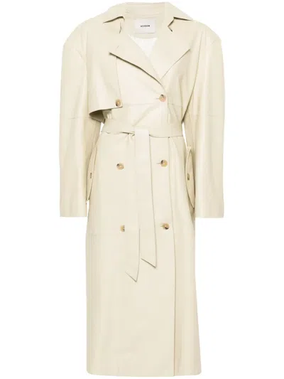 Aeron Peggy Leather Trench Coat In Neutrals