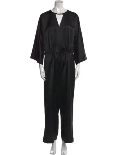 Pre-owned Aeron Plunge Neckline Jumpsuit In Black
