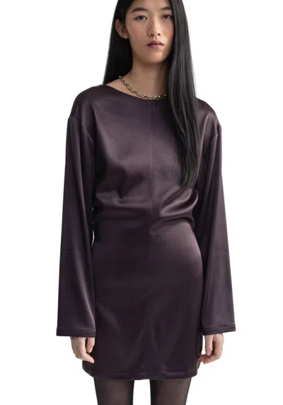 Aeron Pointe - Satin Mini Dress In Black