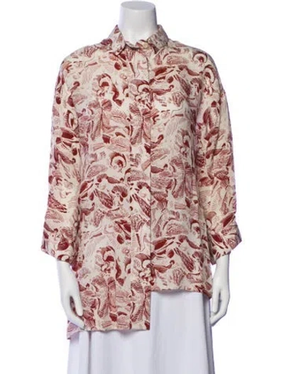 Pre-owned Aeron Printed Long Sleeve Button-up Top In Neutral