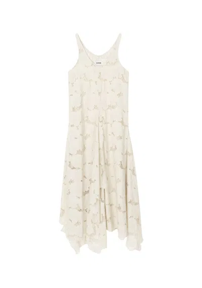 Aeron Reef - Lace Fluted Maxi Dress In Multi