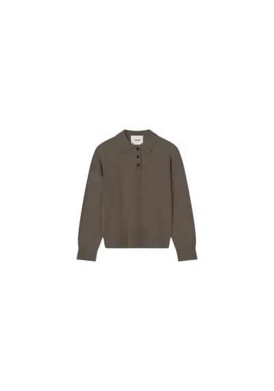 Aeron Regina - Pure Merino Wool Polo Sweater In Grey